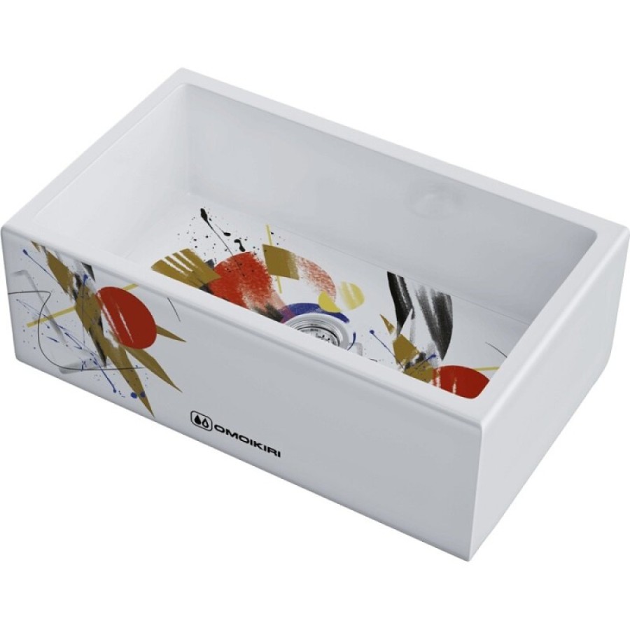 Мойка кухонная Omoikiri Mikura 76-Tokyo 4993021, 76 см, natceramic, цвет белый с принтом