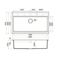 Мойка кухонная Omoikiri Kitagawa 86-LB-AZ 4993026, 86 см, artceramic, цвет azur blue