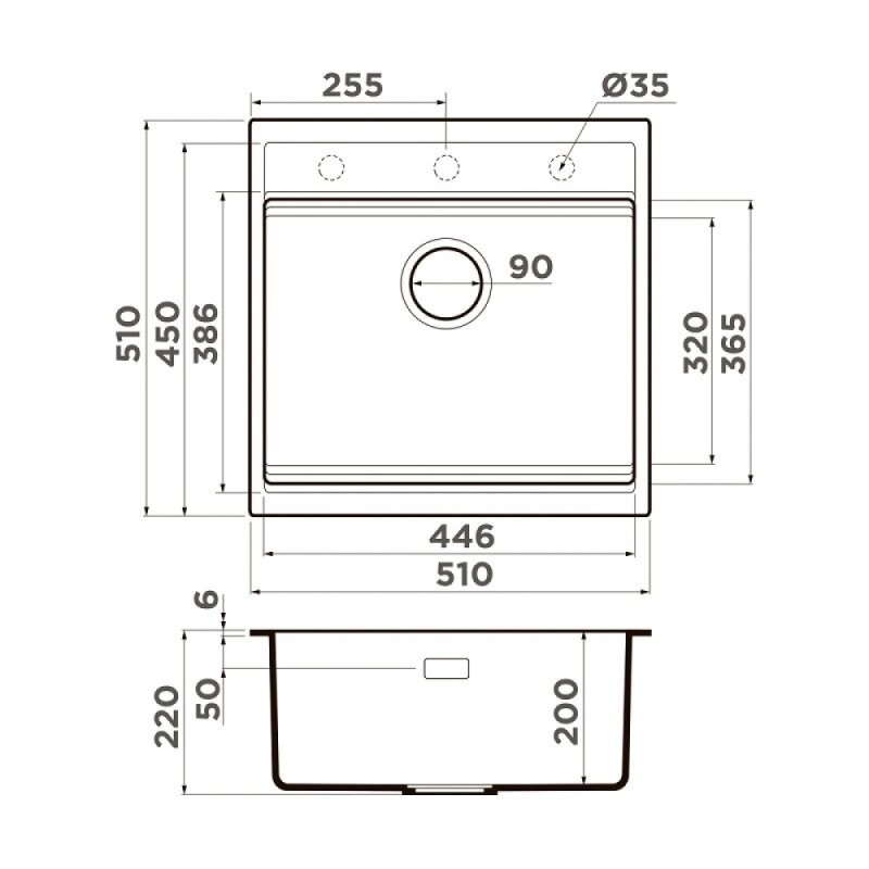Мойка кухонная Omoikiri Kitagawa 51-GB 4993052, 51 см, artceramic, цвет графит