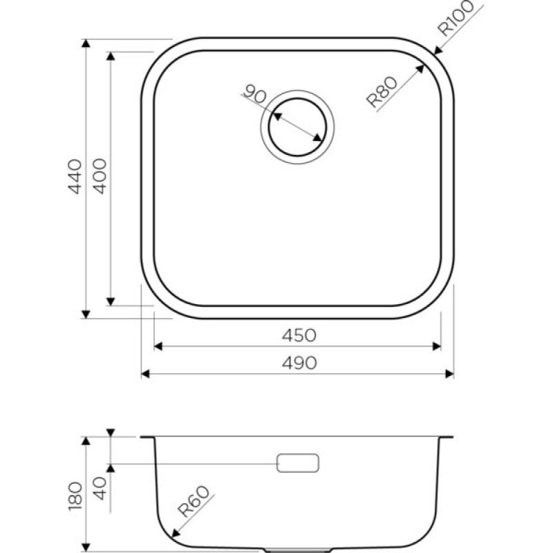 Кухонная мойка Omoikiri Omi 49-U-IN 4993066 нержавеющая сталь