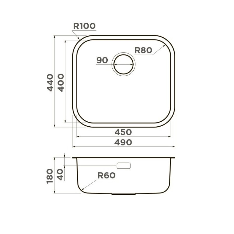 Кухонная мойка Omoikiri Omi 49-U/I 4993073, 49 см, цвет вороненая сталь