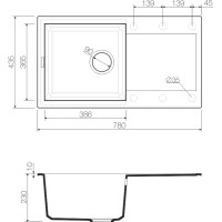 Мойка кухонная Omoikiri Sakaime 4993111 78-BL, 78 см, tetogranit, черный