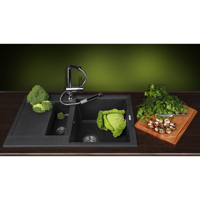 Мойка кухонная Omoikiri Sakaime 78-2-BL 4993114, 78 см, tetogranit, черная