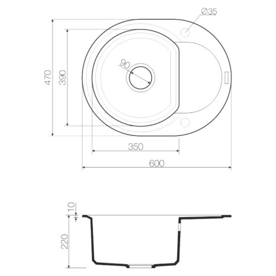 Мойка кухонная Omoikiri Sakaime 60Е-BL, 60 см, tetogranit, черная (4993120)