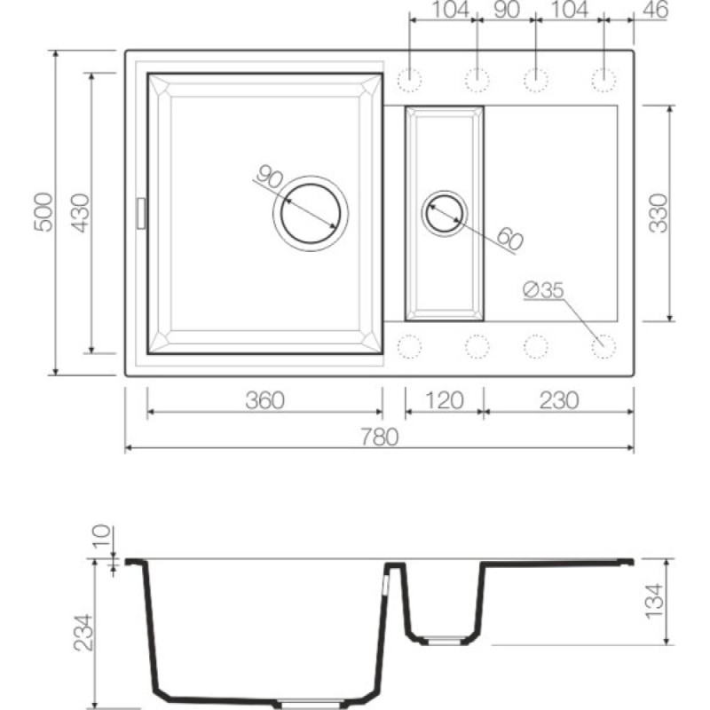 Мойка кухонная Omoikiri Sakaime 78-2-WH 4993128, 78 см, tetogranit, белая