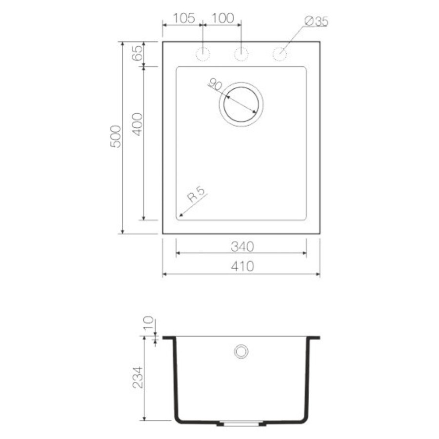 Мойка кухонная Omoikiri Bosen 41-BL, 41 см, tetogranit, черная (4993141)