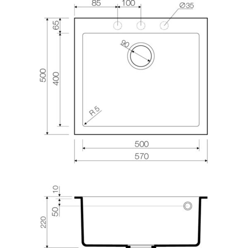 Мойка кухонная Omoikiri Bosen 57-BE 4993146, 57 см, tetogranit, ваниль
