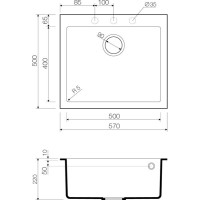 Мойка кухонная Omoikiri Bosen 57-WH 4993148, 57 см, tetogranit, белая