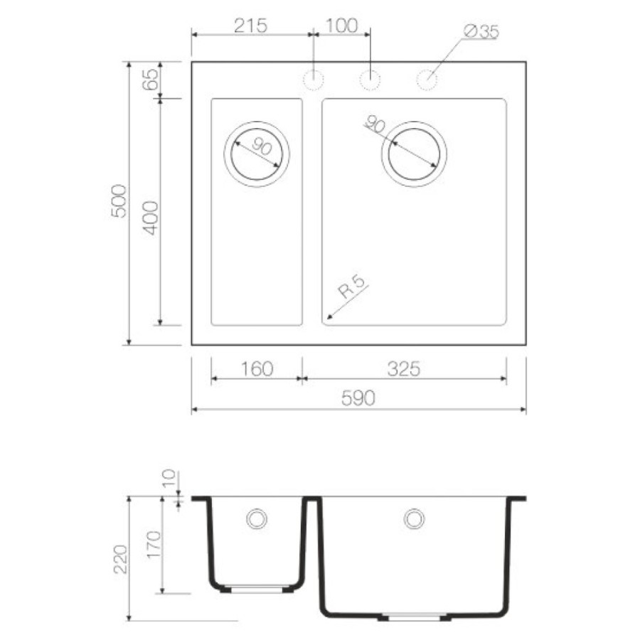 Мойка кухонная Omoikiri Bosen 59-2-BE 4993150, 59 см, tetogranit, ваниль