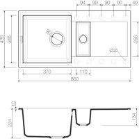Мойка кухонная Omoikiri Sakaime 4993203 86-2-PL, 86 см, tetogranit, платина
