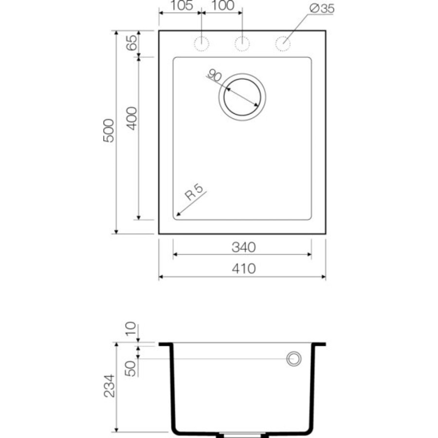 Мойка кухонная Omoikiri Bosen 41-PL 4993218, 41 см, tetogranit, платина