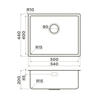 Кухонная мойка Omoikiri Tadzava 54-U/I Ultra 4993267, 54 см, цвет вороненая сталь