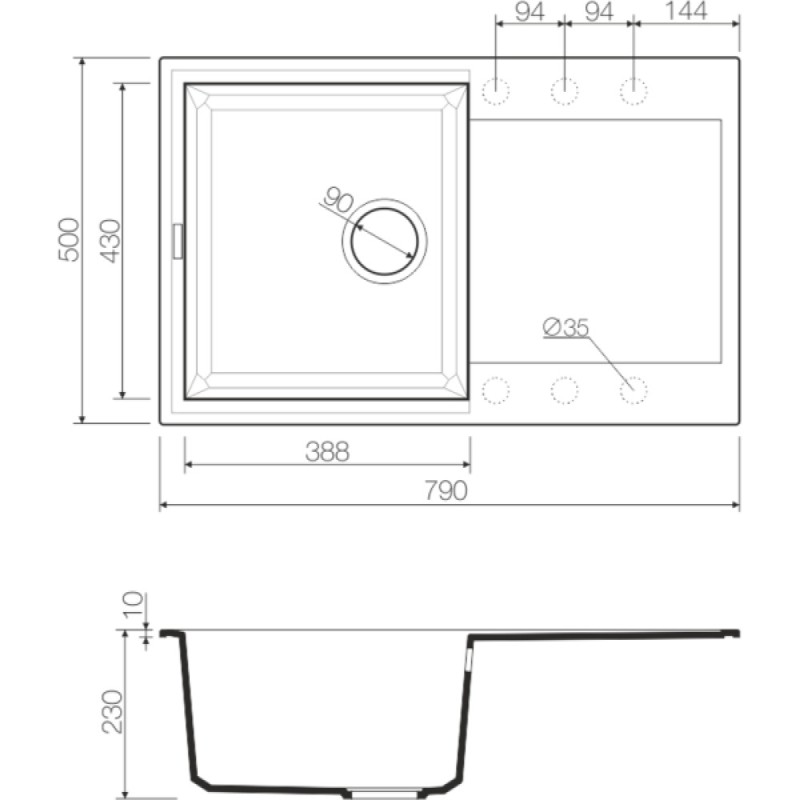 Мойка кухонная Omoikiri Sakaime 4993276 79-BL, 79 см, tetogranit, черный