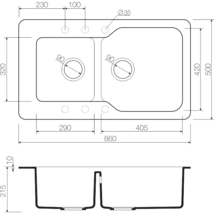 Мойка кухонная Omoikiri Maru 86-2-BE 4993285, 86 см, tetogranit, ваниль