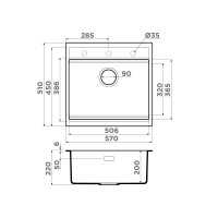 Мойка кухонная Omoikiri Kitagawa 57-GB 4993315, 57 см, artceramic, цвет графит