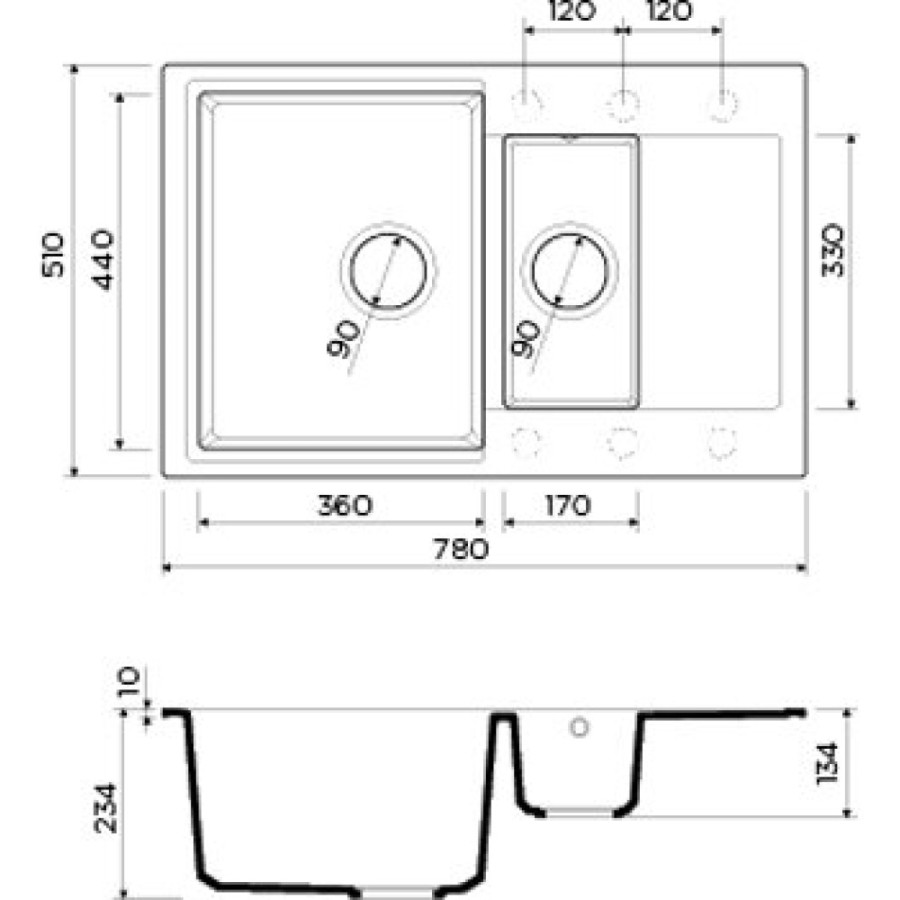 Мойка кухонная Omoikiri Daisen 78-2-GR 4993332, 78 см, tetogranit, leningrad grey