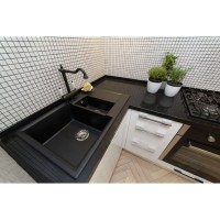 Мойка кухонная Omoikiri Daisen 4993334 78-2-BL, 78 см, artgranit, черный