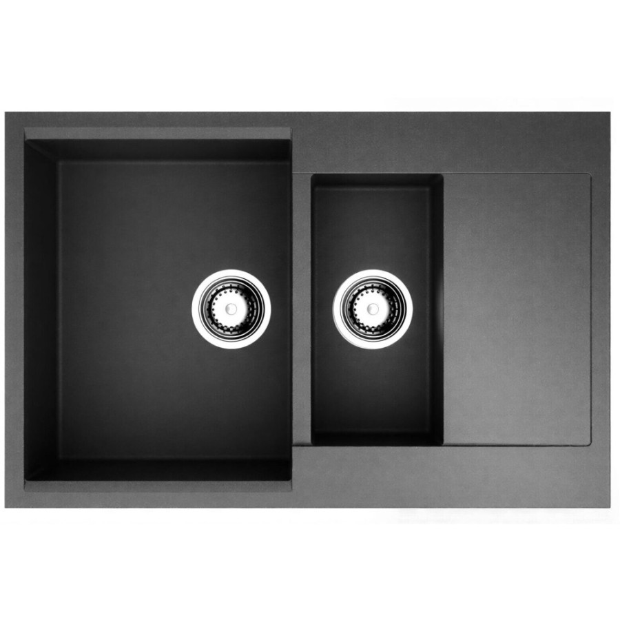 Мойка кухонная Omoikiri Daisen 4993334 78-2-BL, 78 см, artgranit, черный