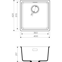 Мойка кухонная Omoikiri Kata 40-U-BL 4993396, 40 см, artgranit, черная