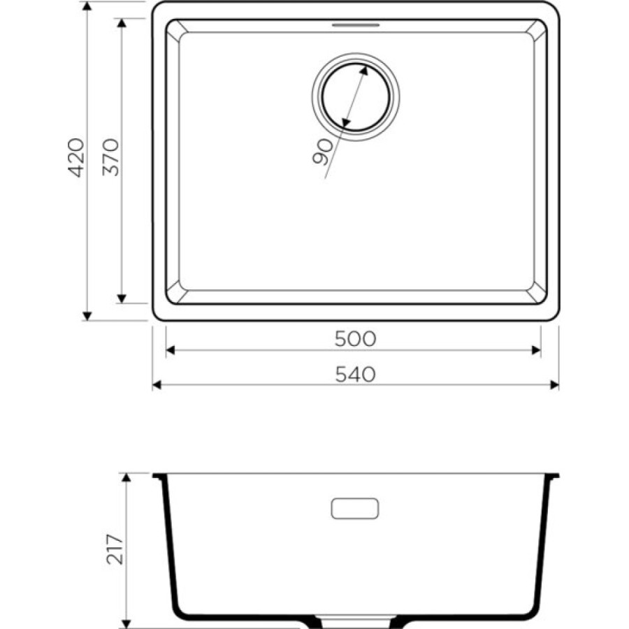 Кухонная мойка Omoikiri Kata 54-U-BL 4993410, 54 см, artgranit, черная