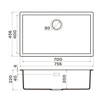 Кухонная мойка Omoikiri Yamakawa 75T-U/I 4993464, 75 см, tetogranit, цвет платина