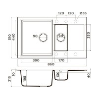 Кухонная мойка Omoikiri Daisen 86-2-BE 4993471, 86 см, artgranit, цвет ваниль