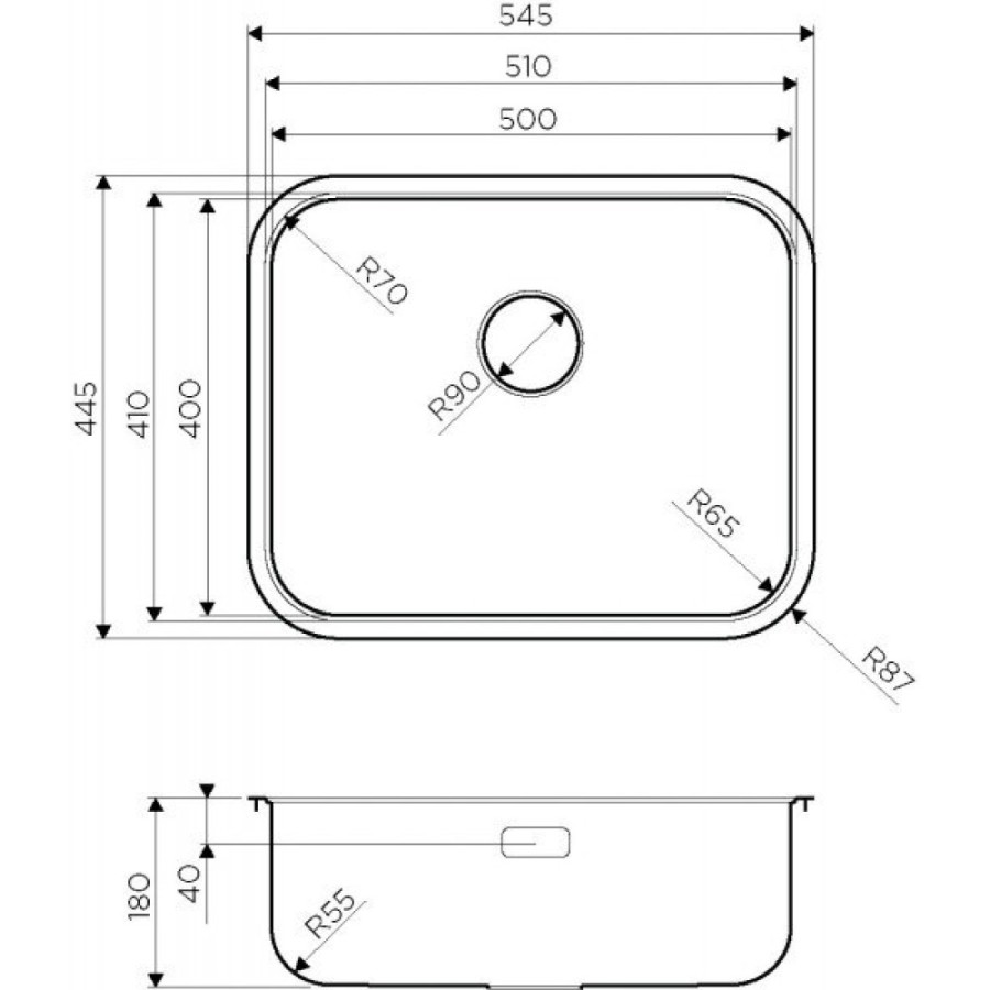 Кухонная мойка Omoikiri Omi 54-U/IF-IN, 4993488, нержавеющая сталь