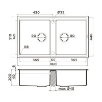Кухонная мойка Omoikiri Kitagawa 4993492 графит 86-2 GB, 86 см, artceramic, графит
