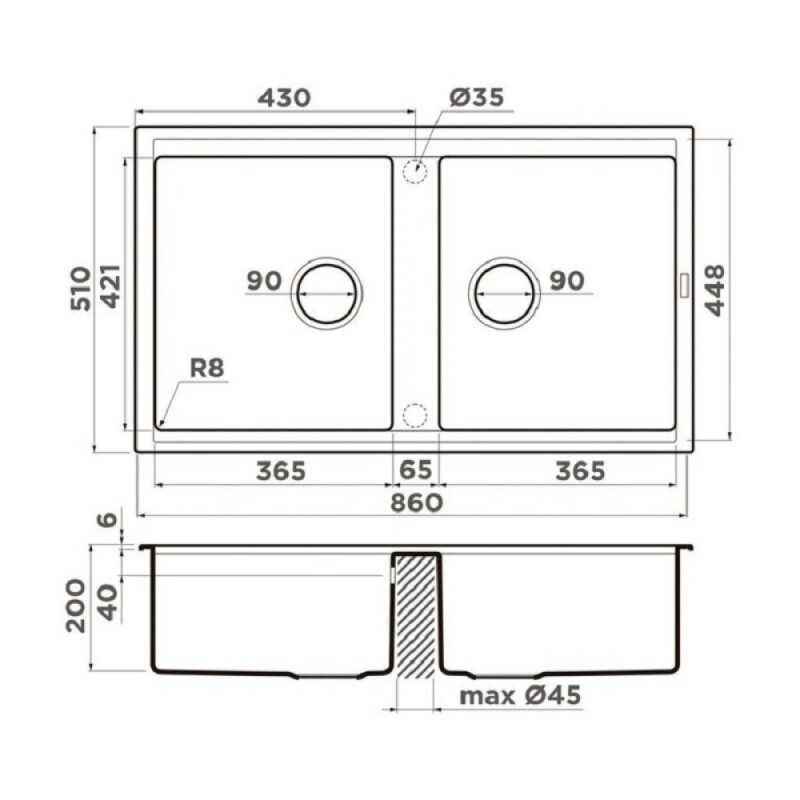 Кухонная мойка Omoikiri Kitagawa 4993492 графит 86-2 GB, 86 см, artceramic, графит