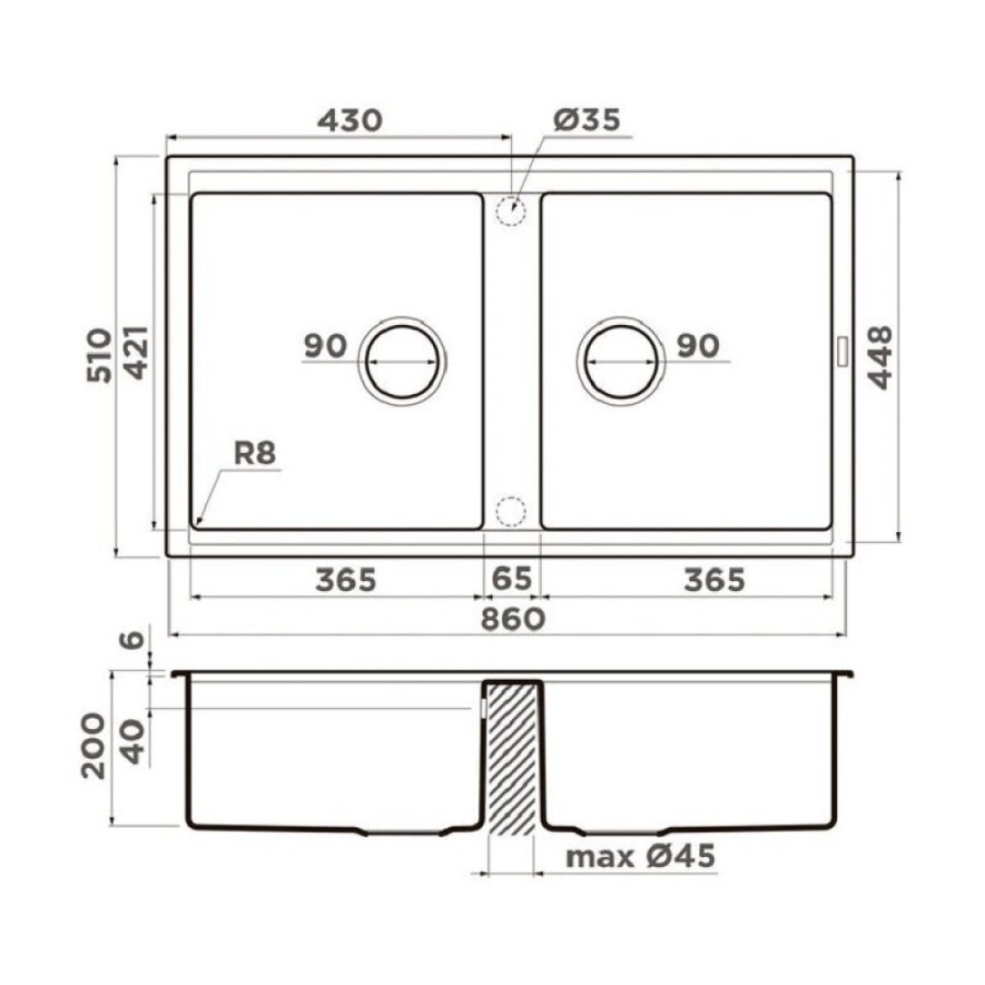 Кухонная мойка Omoikiri Kitagawa 4993492 графит 86-2 GB, 86 см, artceramic, графит