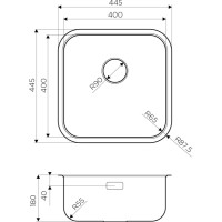 Мойка кухонная Omoikiri Omi 44-U/IF-IN Quadro нержавеющая сталь, 4993494