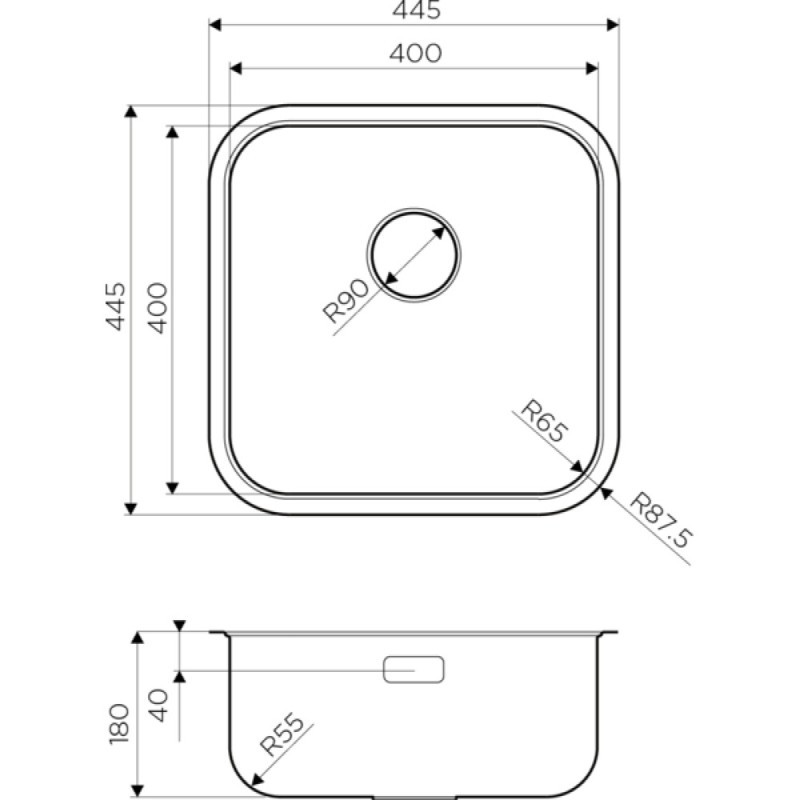 Мойка кухонная Omoikiri Omi 44-U/IF-IN Quadro нержавеющая сталь, 4993494