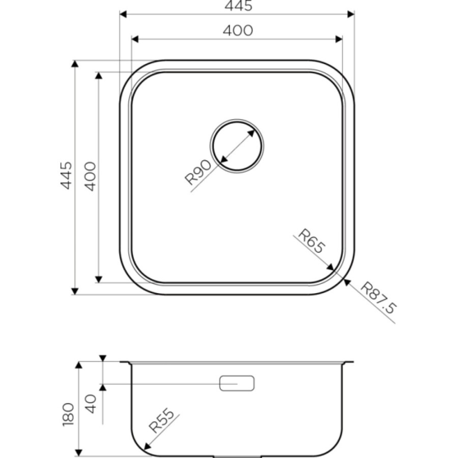 Мойка кухонная Omoikiri Omi 44-U/IF-IN Quadro нержавеющая сталь, 4993494