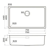 Мойка кухонная Omoikiri Tadzava 75-U/I-IN 4993501, нержавеющая сталь