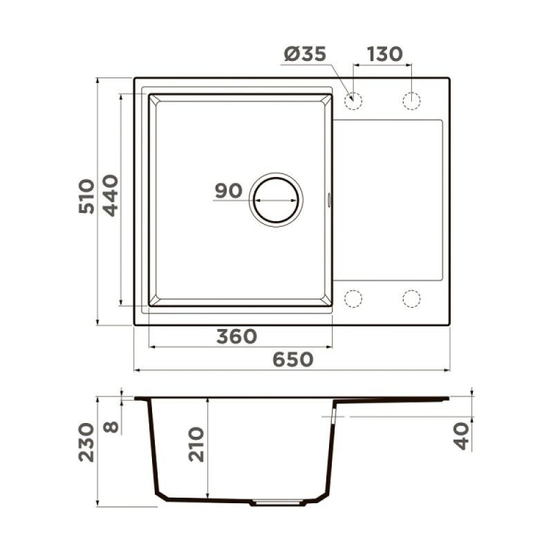 Кухонная мойка Omoikiri Daisen 65T-BE 4993513, 65 см, tetogranit, цвет ваниль