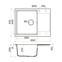 Кухонная мойка Omoikiri Daisen 65T-WH 4993514, 65 см, цвет белый