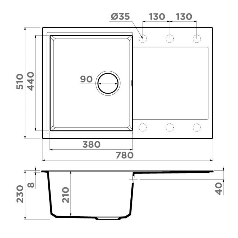 Мойка кухонная Omoikiri Daisen 4993521 78T-BE, 78 см, tetogranit, ваниль