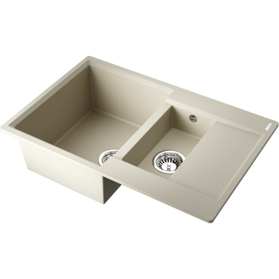 Кухонная мойка Omoikiri Daisen 78-2T-BE 4993529, 78 см, tetogranit, цвет ваниль