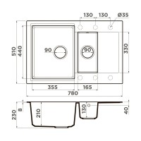 Кухонная мойка Omoikiri Daisen 78-2T-EV 4993532, 78 см, tetogranit, цвет эверест