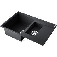 Кухонная мойка Omoikiri Daisen 78-2T-BL 4993535, 78 см, tetogranit, цвет черный