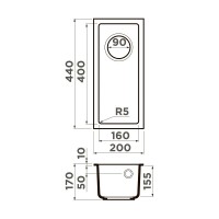 Мойка кухонная Omoikiri Bosen 20-U-GR, 4993537, 20 см, tetogranit, цвет leningrad grey