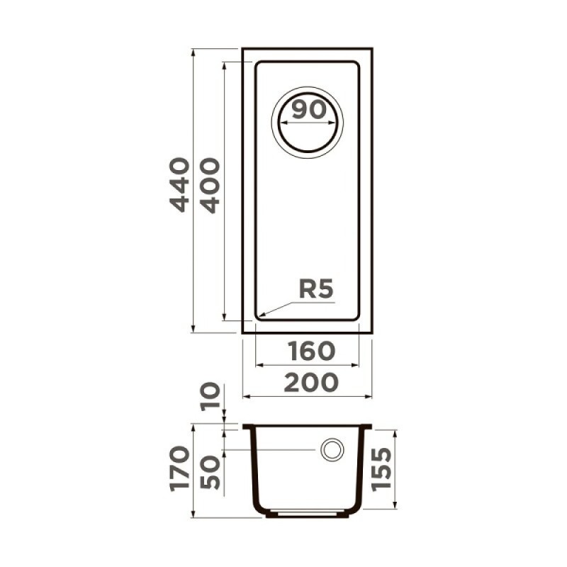 Мойка кухонная Omoikiri Bosen 20-U-GR, 4993537, 20 см, tetogranit, цвет leningrad grey