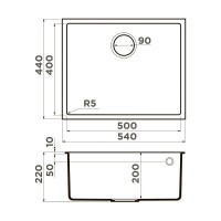 Мойка кухонная Omoikiri Bosen 54-U-GR 4993539, 54 см, tetogranit, цвет leningrad grey