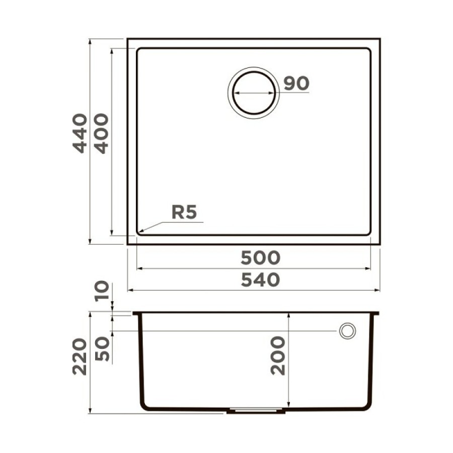 Мойка кухонная Omoikiri Bosen 54-U-GR 4993539, 54 см, tetogranit, цвет leningrad grey