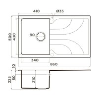 Кухонная мойка Omoikiri Yasugata 4993546, 86 см, tetogranit, цвет leningrad grey