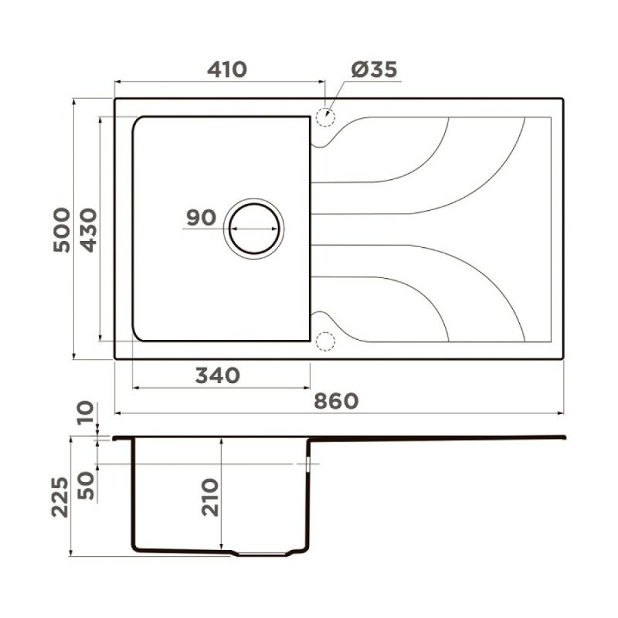 Кухонная мойка Omoikiri Yasugata 4993546, 86 см, tetogranit, цвет leningrad grey