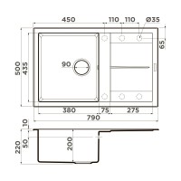 Кухонная мойка Omoikiri Sumi 4993552, 79 см, tetogranit, цвет leningrad grey