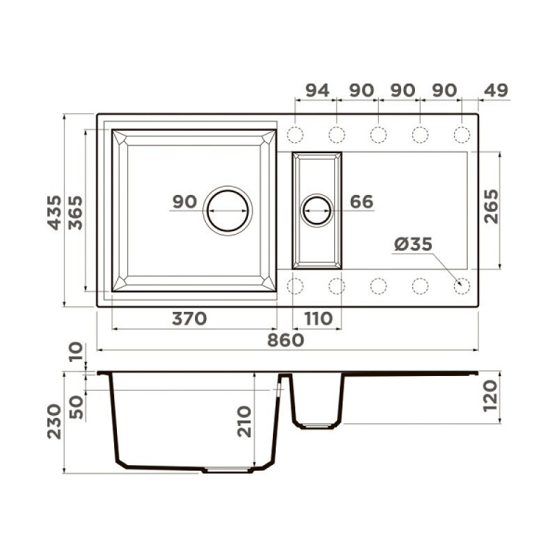 Кухонная мойка Omoikiri Sakaime 86-2-GR 4993560, 86 см, tetogranit, цвет leningrad grey