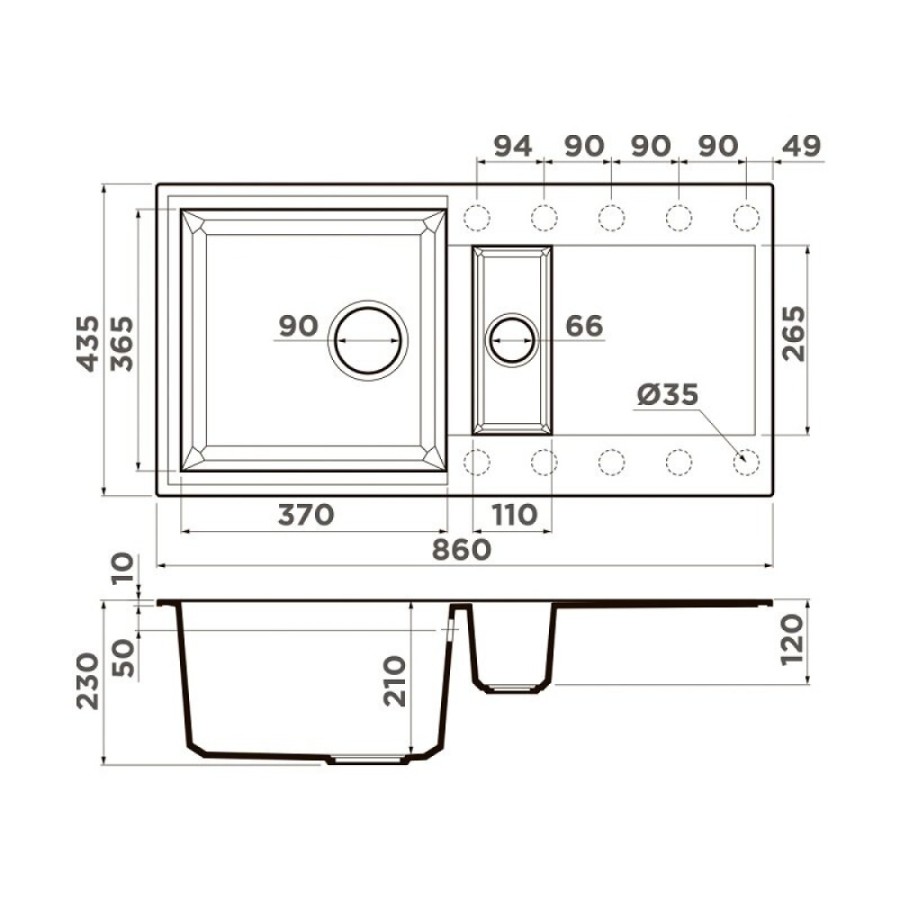Кухонная мойка Omoikiri Sakaime 86-2-GR 4993560, 86 см, tetogranit, цвет leningrad grey