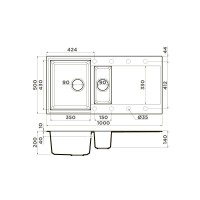 Кухонная мойка Omoikiri Sakaime 100-2 GR 4993562, 100 см, tetogranit, цвет leningrad grey